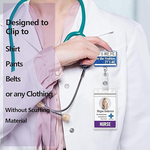 Miniatura 3 de Carrete retráctil con clip de identificación, divertido chiste de humor con nombre, clip RN CNA, enfermera, trabajador de oficina, profesor,