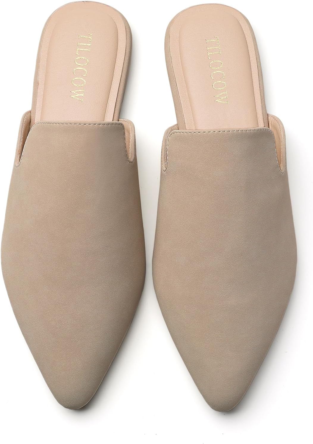 Tilocow Mules for Woman Comfortable Pointed Toe Backless Loafers Flat Mule Business Casual Shoes Slides Slip on - Image 3
