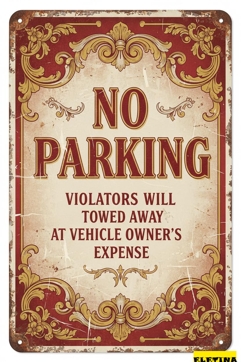 Personalized Sign for Man Cave No Parking Violators Will Be Towed Away Wall Decor Metal Warning Metal Iron Painting Safety Warning Metal Yard Road Street Gate Fence 8x12in Private Property Decorative