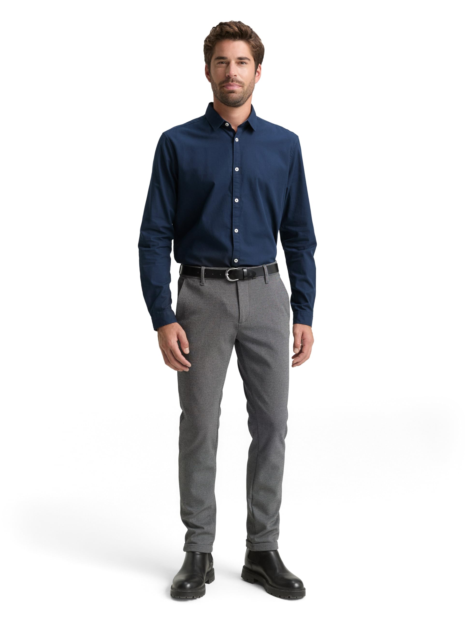 TOM TAILOR Herren Slim Fit Hemd mit Struktur 1023881, 10302 - Dark Blue, XXL – Ansicht 2