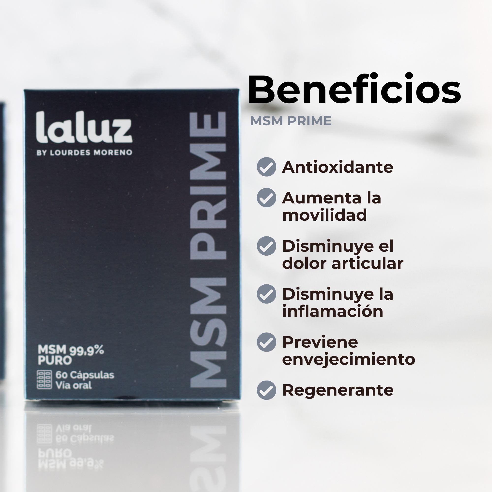 MSM PRIME 60 Cápsulas Suplemento Regenerante Articulaciones Antiinflamatorio Protección Antioxidante Movilidad Mejorada Alivio Dolor Articular