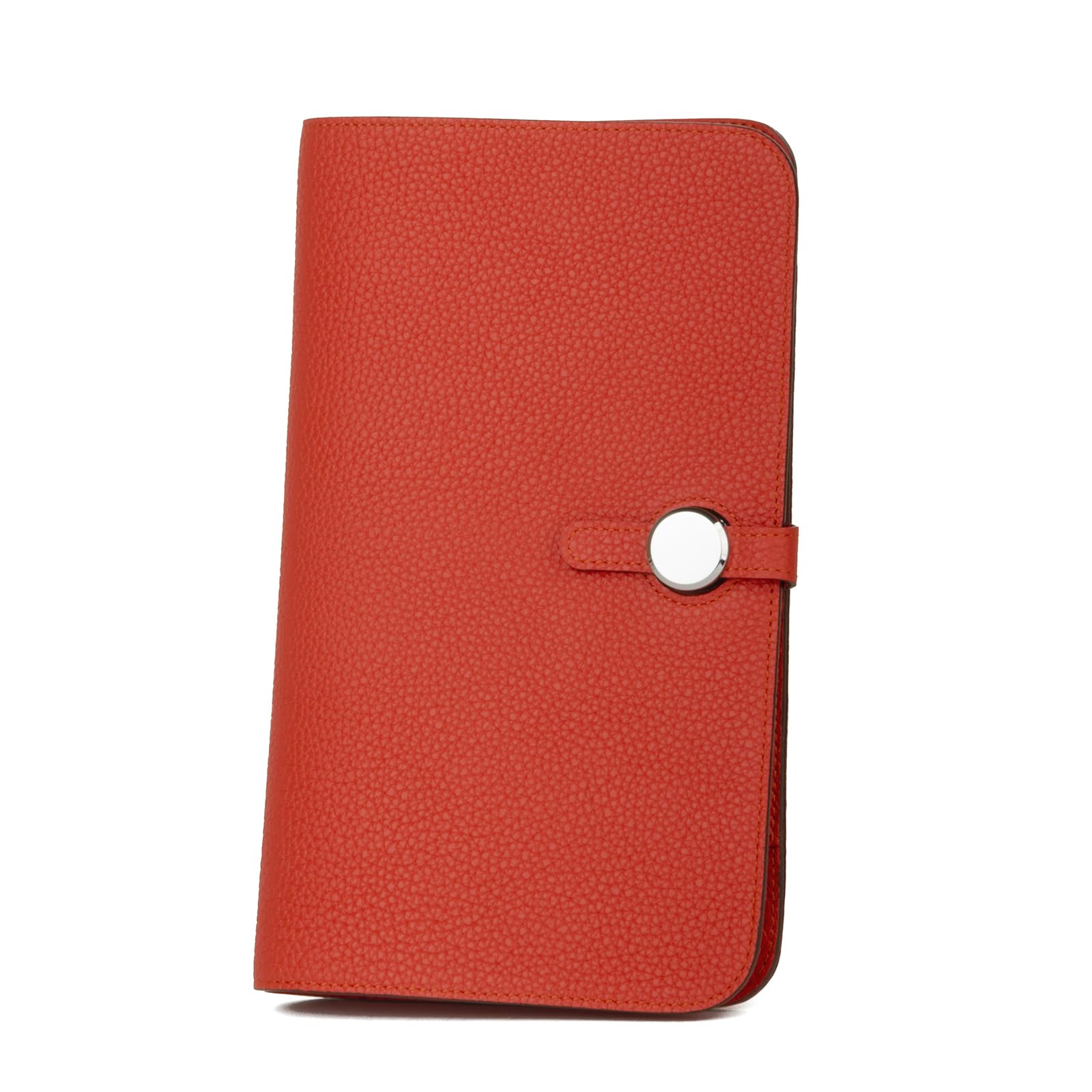 DONNAIN Fashion Brown Genuine Leather Long Wallet Women,Credit Card Passport Holder Female (Fire Orange)