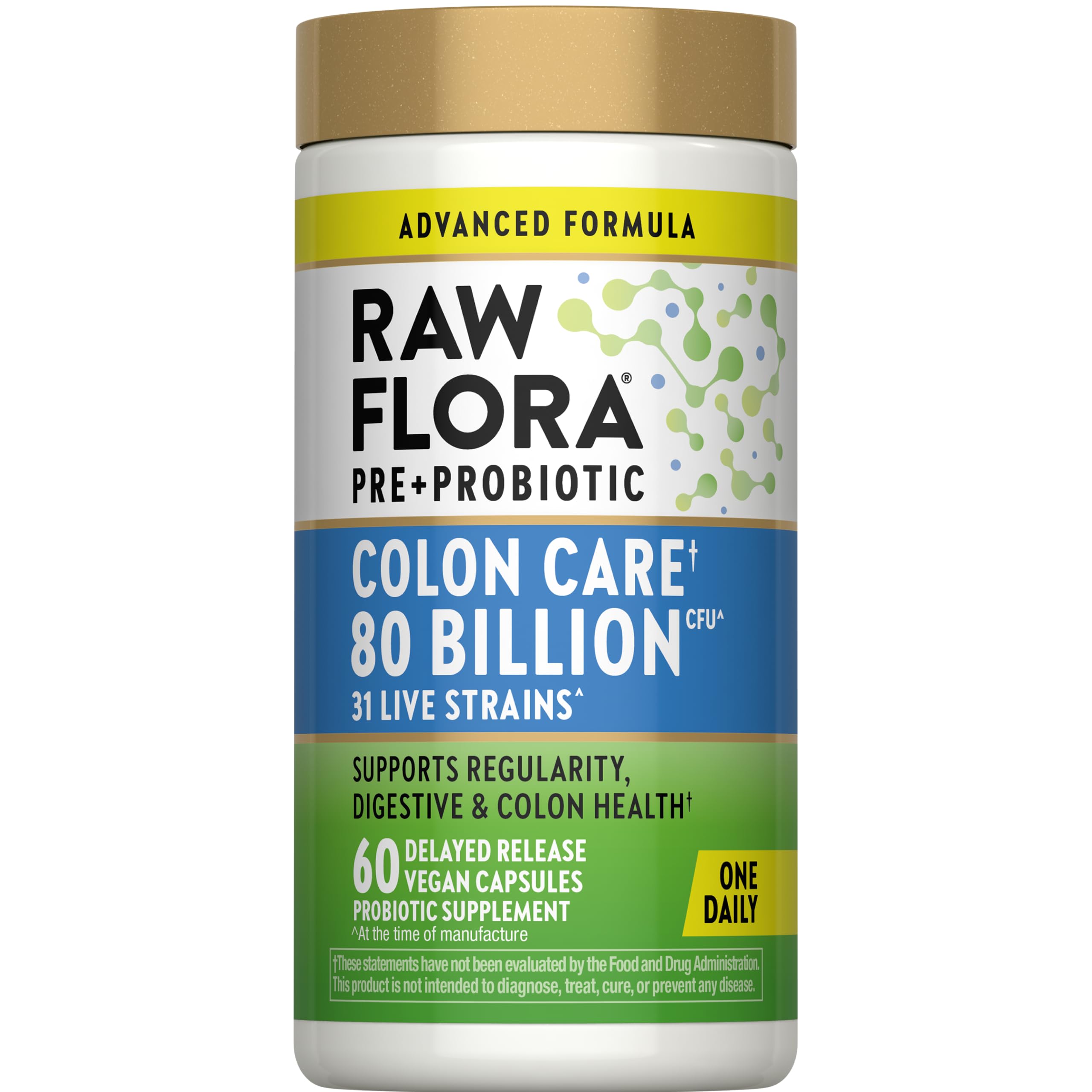 Raw Flora Colon Care Probiotics Capsules | 80 Billion CFU | 60 Count
