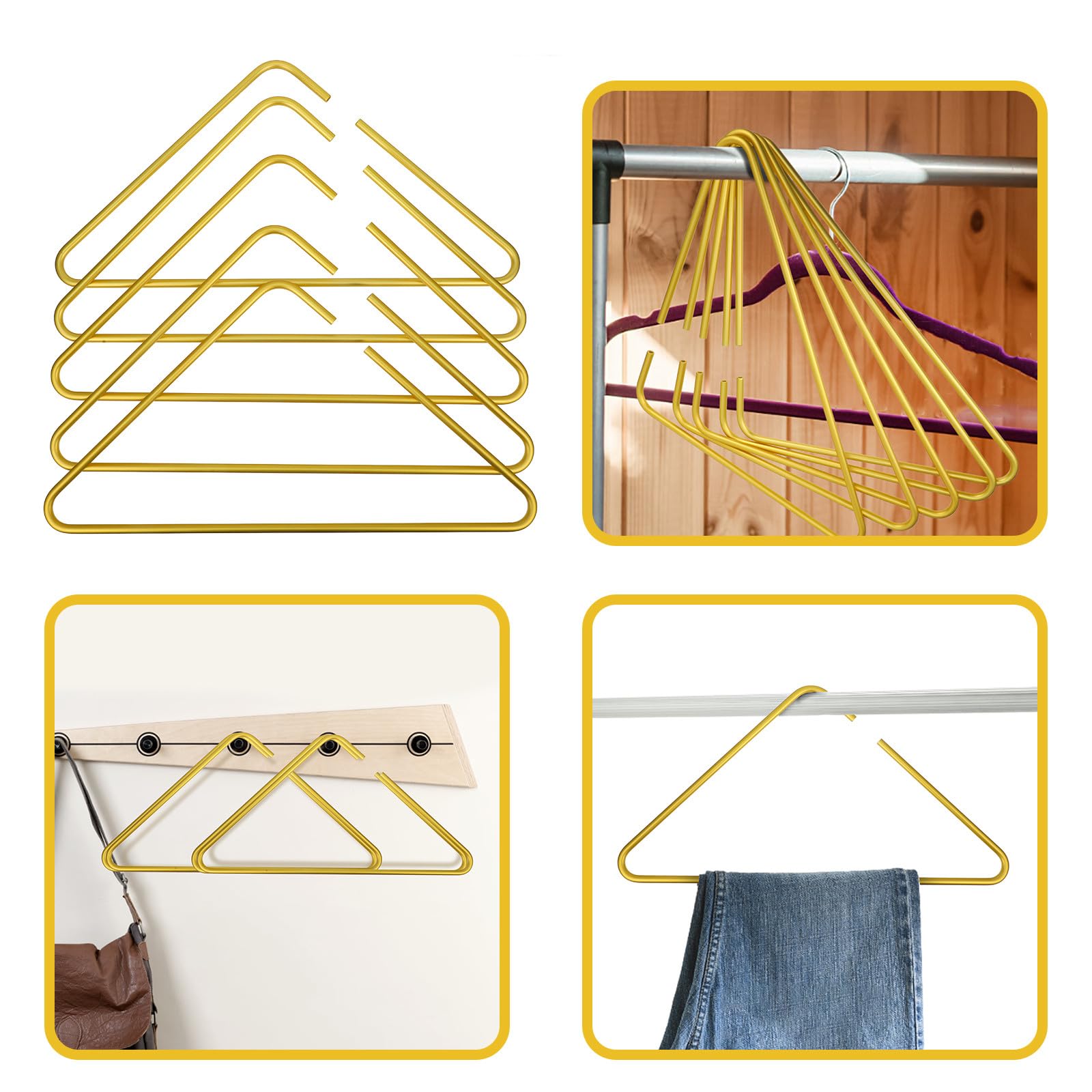 Operitacx Set 5 Grucce in Lega di Alluminio Color Oro per Giacche e Cappotti, Appendiabiti Solido Tocco Confortevole e Design Salvaspazio per Guardaroba e Armadio