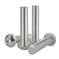 Vista 8 de Tornillo de 1/4-20 x 1-1/4 pulgadas, tornillos de cabeza de botón, acero inoxidable 304 (18-8), rosca completamente a máquina, unidad hexagonal