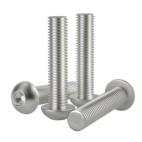 Miniatura 8 de Tornillo de 1/4-20 x 1-1/4 pulgadas, tornillos de cabeza de botón, acero inoxidable 304 (18-8), rosca completamente a máquina, unidad hexagonal