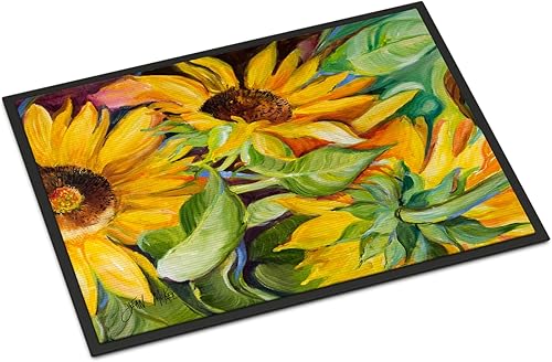 Caroline's Treasures JMK1122MAT - Tapete para puerta delantera, 18 x 27 pulgadas, diseño de girasoles, para interiores y exteriores, para entrada,
