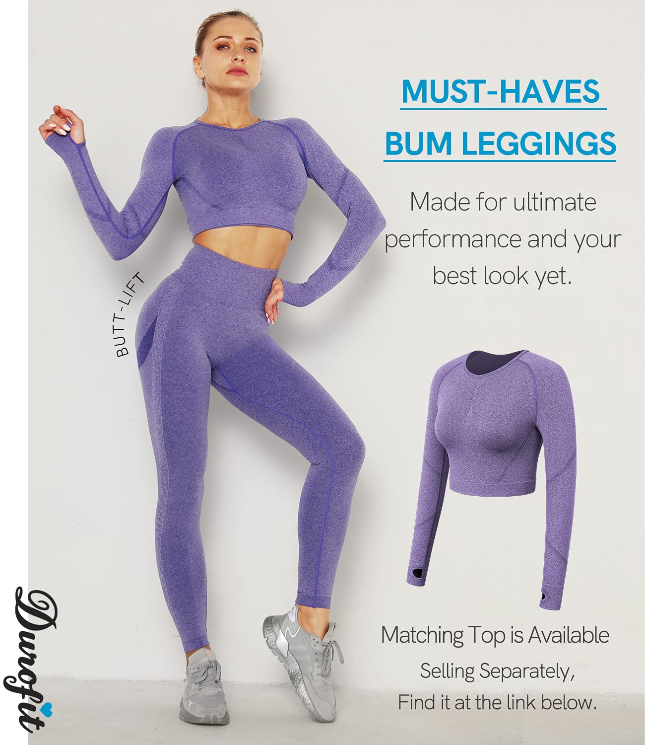 DUROFIT Leggins Donna Push up Leggings Sportivi Vita Alta Anticellulite Pantaloni Palestra per Fitness Yoga Pant