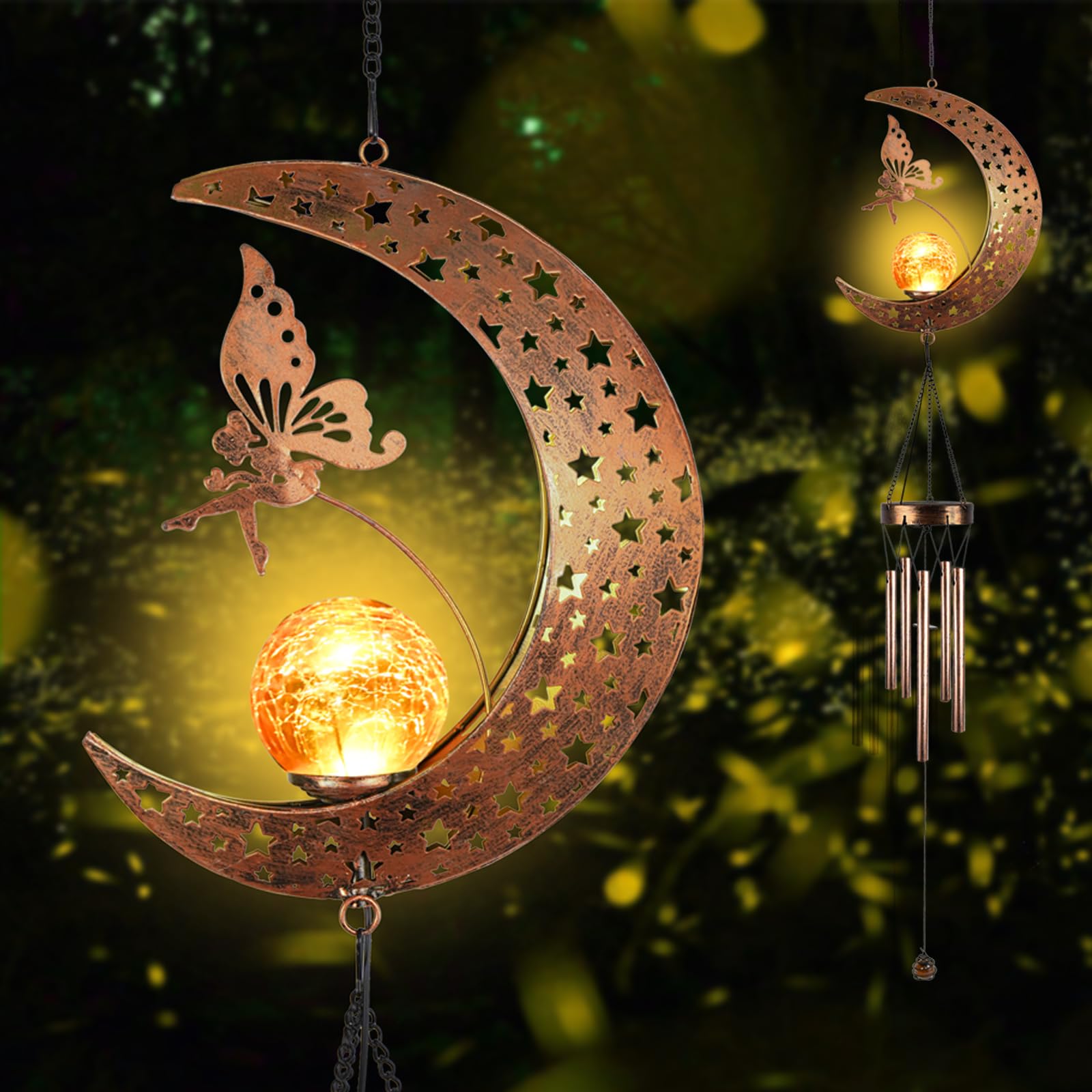 Amazon.com : Solar Moon Fairy Wind Chimes Outdoor, Waterproof Moon