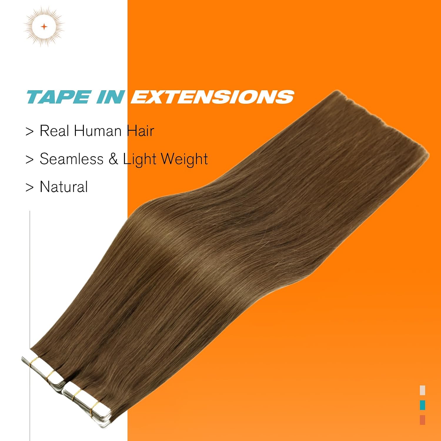  Tape in  Extensions Human  Light Chestnut Brown Remy |  Tape Extensions for Added Length, Straight Remy , Flexible Placement, Everyday Styling, 12 Inch 20 Pieces 30g thumbnail