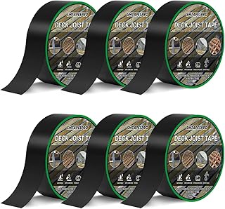 Joist Tape for Decking,6 Rolls 2" X 50' Butyl Tape,Weatherproof Butyl Sealant Deck Tape Joist- Deck Flashing Tape for Wood Joists Decks Roof