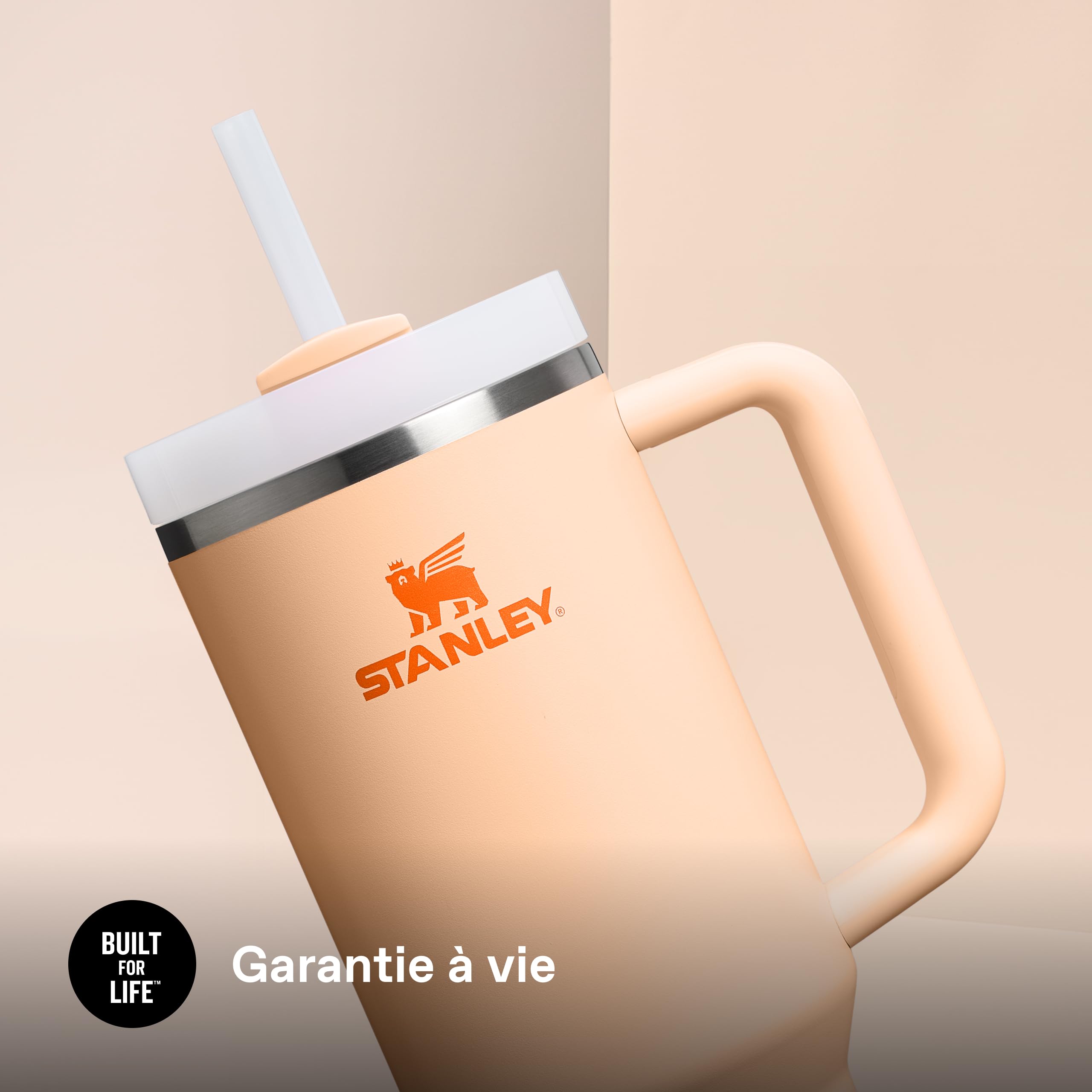 STANLEY 1913 Quencher Mug Isotherme avec Paille 1.2L - Orange Sherbet | H2.0 FlowState - Froid Pendant 11 Heures - Glacé Pendant 48 Heures - Thermos Lavable au Lave-Vaisselle - Gourde Inox Sans BPA