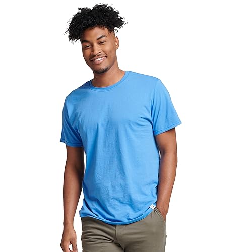 Russell Athletic Mens Dri-Power Short Sleeve Tees, Moisture Wicking, Odor Protection, UPF 30+, Sizes S-4x - XX-Large - Collegiate Blue
