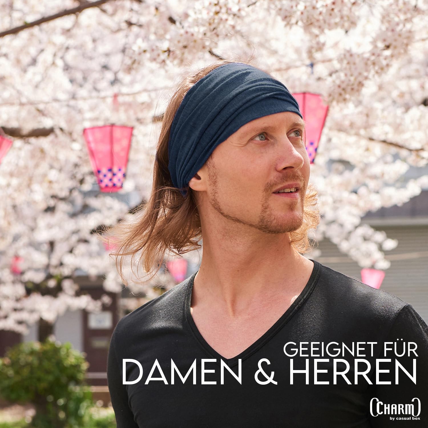 CHARM Leinen Haarband Herren Bandana - Damen Piraten Stirnband Kopftuch Kopf Band Elastisch Haarband Sport Mode Burgund