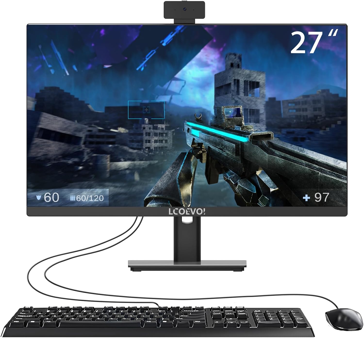 All-in-one Desktop Computer with 27" FHD Display, AMD R7 Quad Core 16G RAM 512G SSD ROM, Liftable Arm Rotatable Monitor WiFi Bluetooth Connection PC Desktop for Home Study Office Gaming