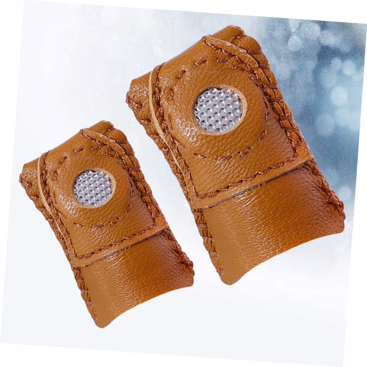 Tofficu 6pcs Sheepskin Thimble Finger Covers Comfortable Sewing Protectors for Embroidery and Cross for Home and Shop Use