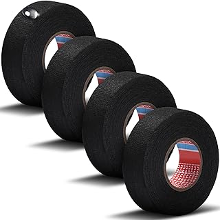 1 Inch x 49.2 ft Wire Harness Cloth Tape Wiring Harness Automotive Cloth Tape Noise Damping Heat Proof Adhesive Fabric Tape for Automotive Electrical Wrap Protection Insulation Cable Fixed (4 Rolls)