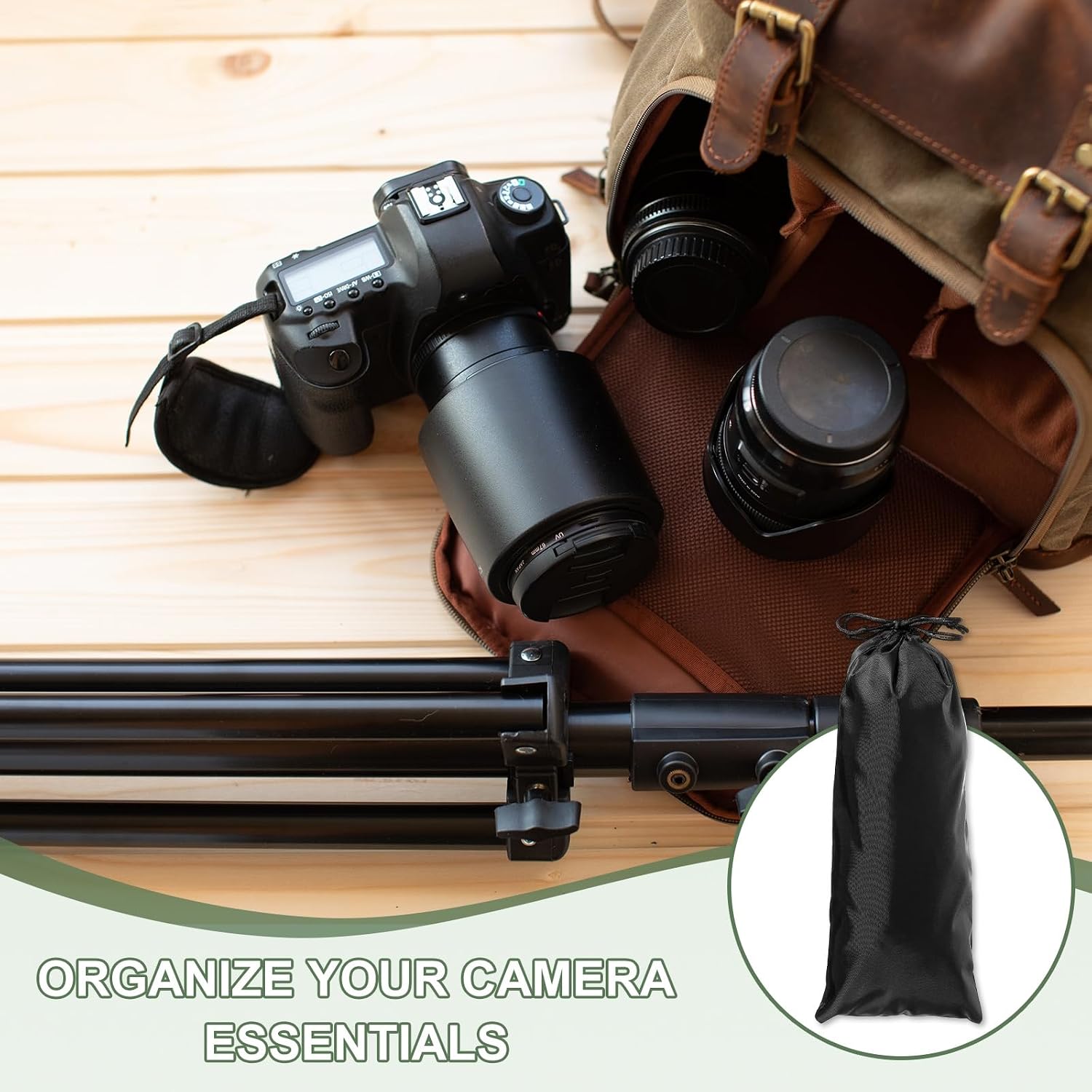Tripod Case Bag, Nylon Tripod Storage Bag, Long Foldable Monopod Compact Carrying Organizer Pouch- Fitting for (Monopod/Light Stand/Umbrella/Travel) 24 x 8 In & 2 Pack & Black