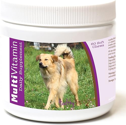 Miniatura 149 de Healthy Breeds Multivitamínico siberiano Husky para perros, suplemento diario recomendado por veterinarios, sabor a tocino, 60 masticables suaves