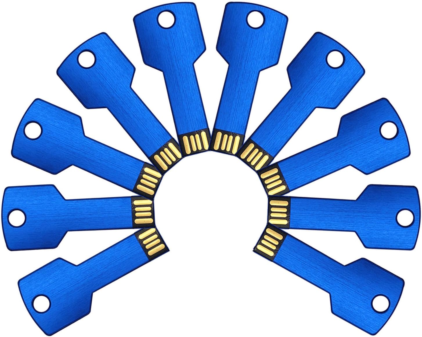 Lot 10 2GB Key Shape USB 2.0 Flash Drive 2G Metal Memory Pen Stick Thumb Drive Wholesale Bulk Pack (2GB, Blue)
