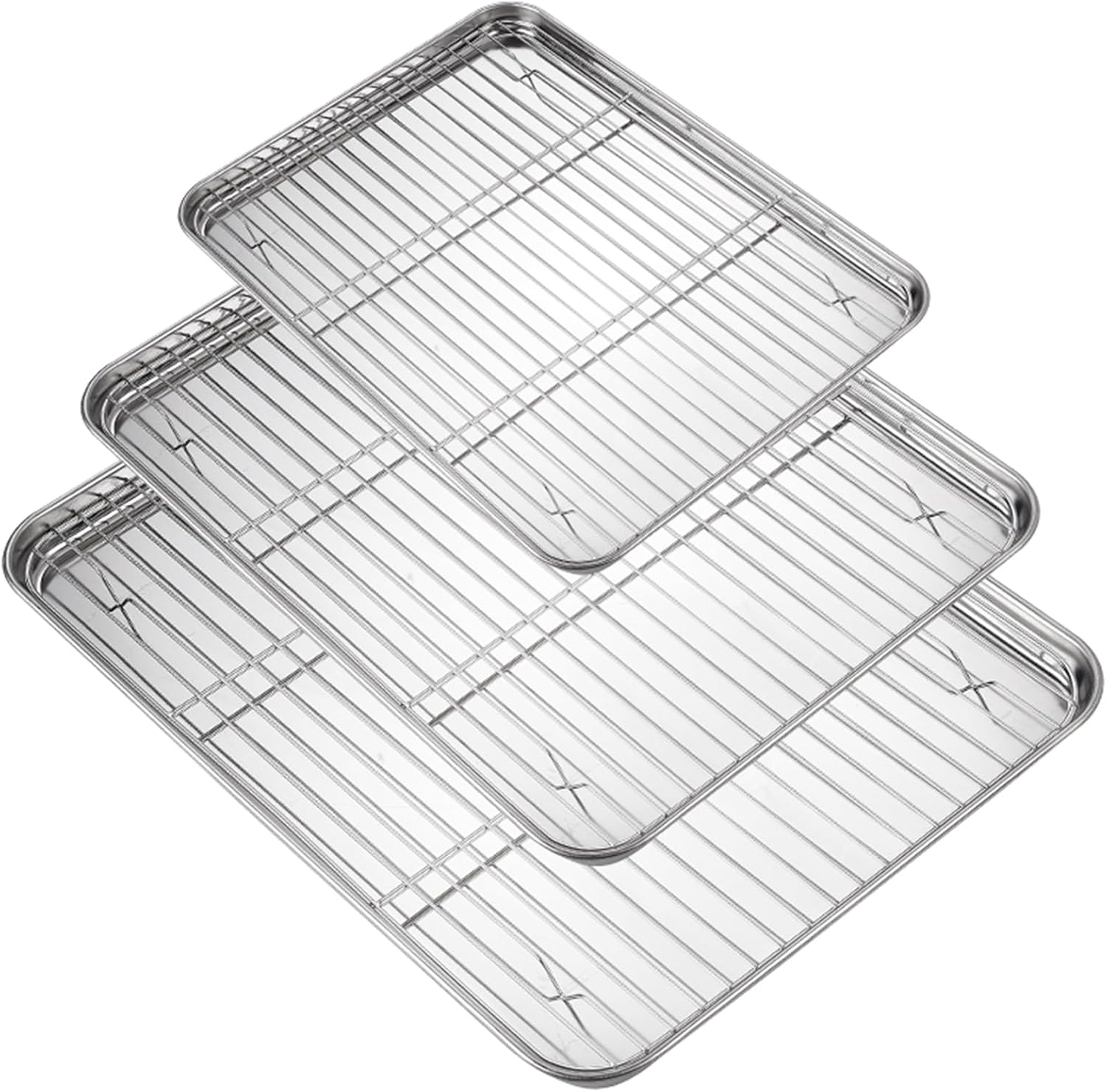 Amazon.com: Baking Sheet with Rack Set (3 Pans + 3 Racks), Stainless ...
