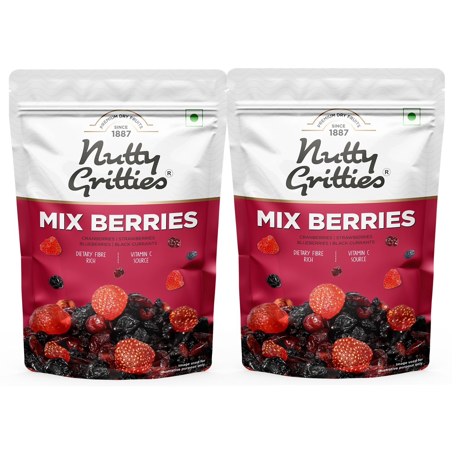 Mix Berries - Dried Cranberries, Blueberries, Strawberries, Black Currants - Healthy Snack for kids and adults - 200g (Pack of 2)