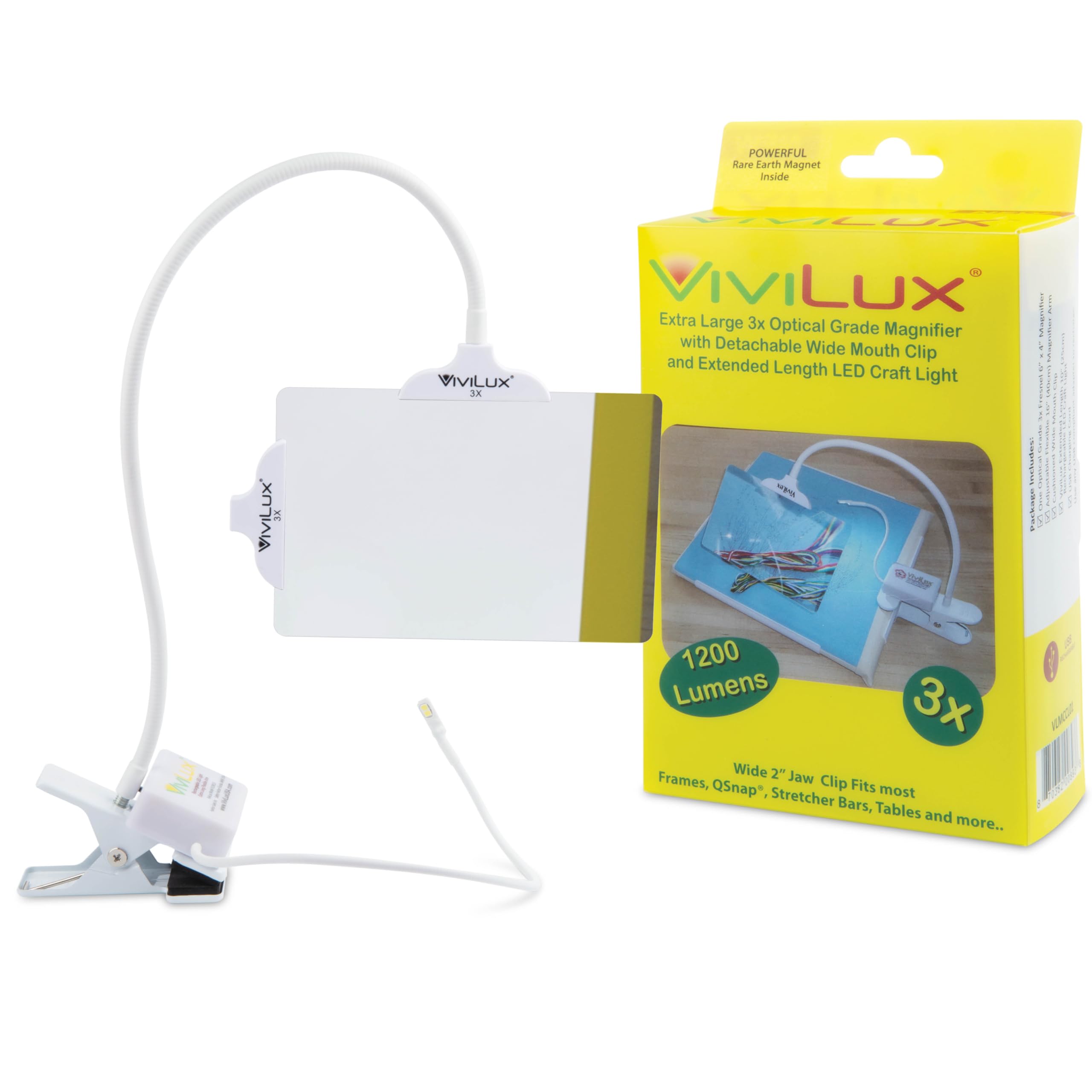 Loupe optique 3X mains libres et lampe rechargeable pour broderie