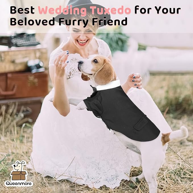 Traje Formal para Perro Tuxedo con Corbata para Bodas y Halloween miniatura 2