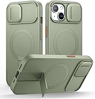 Vista 12 de SURITCH Funda para iPhone 14 Pro Max con cubierta magnética para cámara deslizante y soporte ajustable, compatible con MagSafe, funda protectora