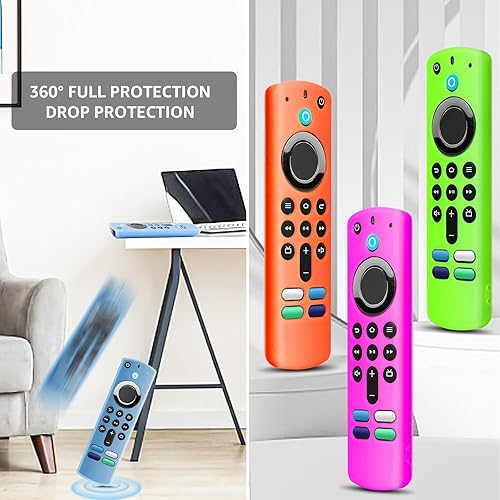 Miniatura 6 de Wevove - Juego de 4 fundas de silicona para control remoto de TV, funda protectora de silicona suave antideslizante con cordón (solo verde y azul