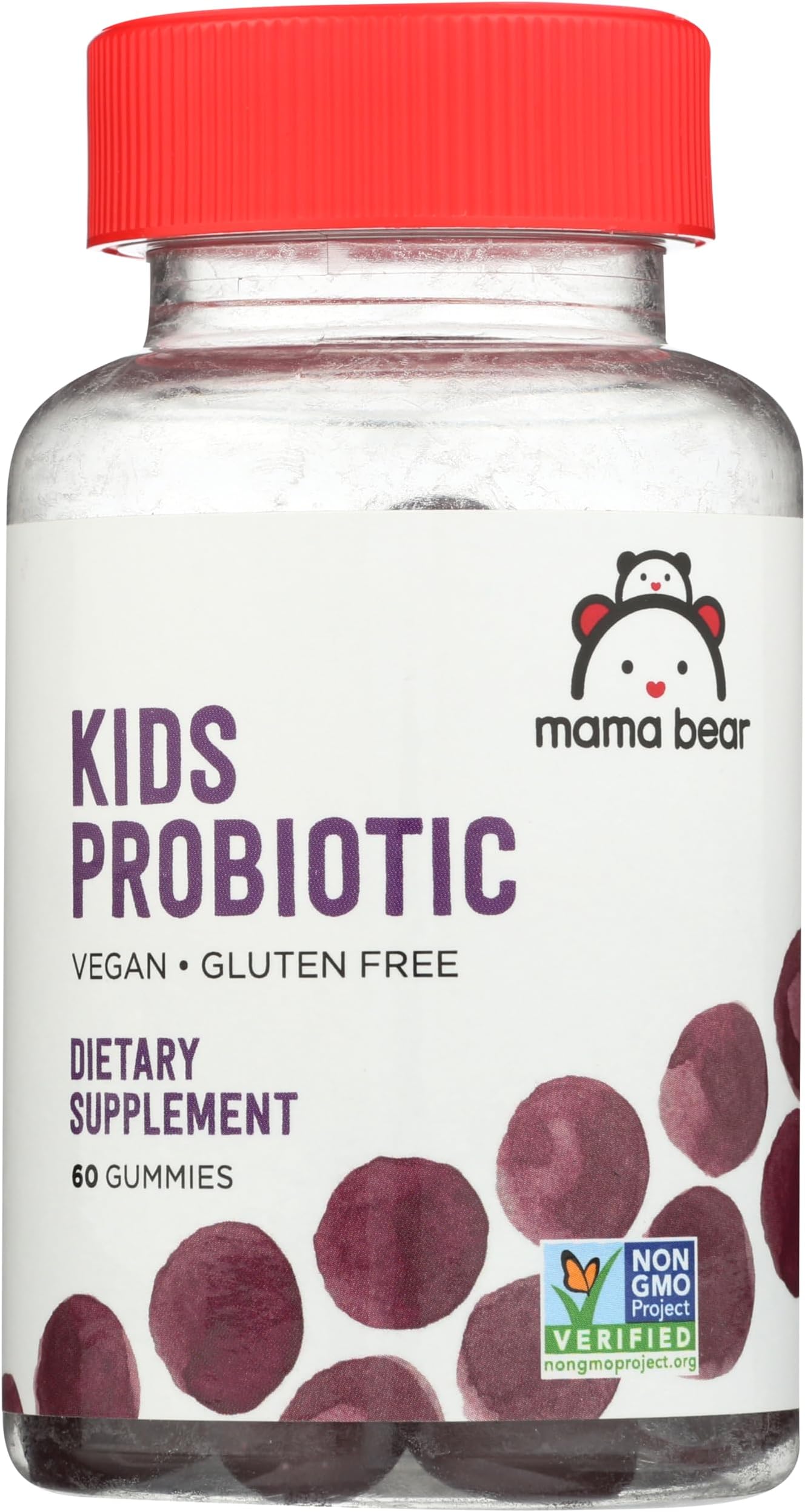 Amazon Brand - Mama Bear Vegan Probiotic, Berry, 60 Gummies, 1 Billion CFU per Gummy