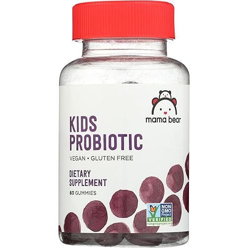 Amazon Brand - Mama Bear Vegan Probiotic, Berry, 60 Gummies, 1 Billion CFU per Gummy