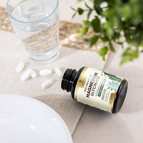 Miniatura 9 de Suplemento de glicinato de magnesio de alta absorción, 250 mg, el mejor suplemento de magnesio 100% quelado para una máxima absorción, apoyo para la