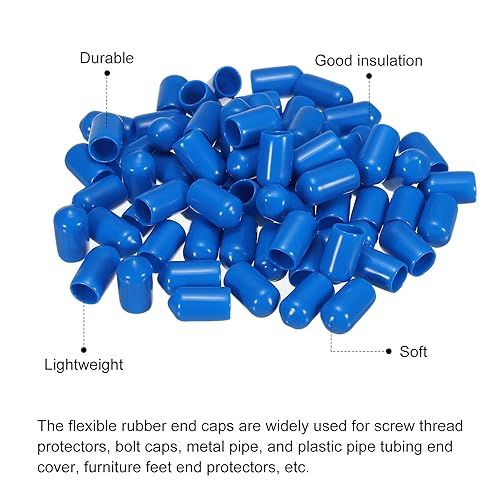 Miniatura 4 de MECCANIXITY 50 tapas de goma para extremos de 516 pulgadas, protector de rosca de vinilo redondo de PVC para tubería de tornillo, color azul