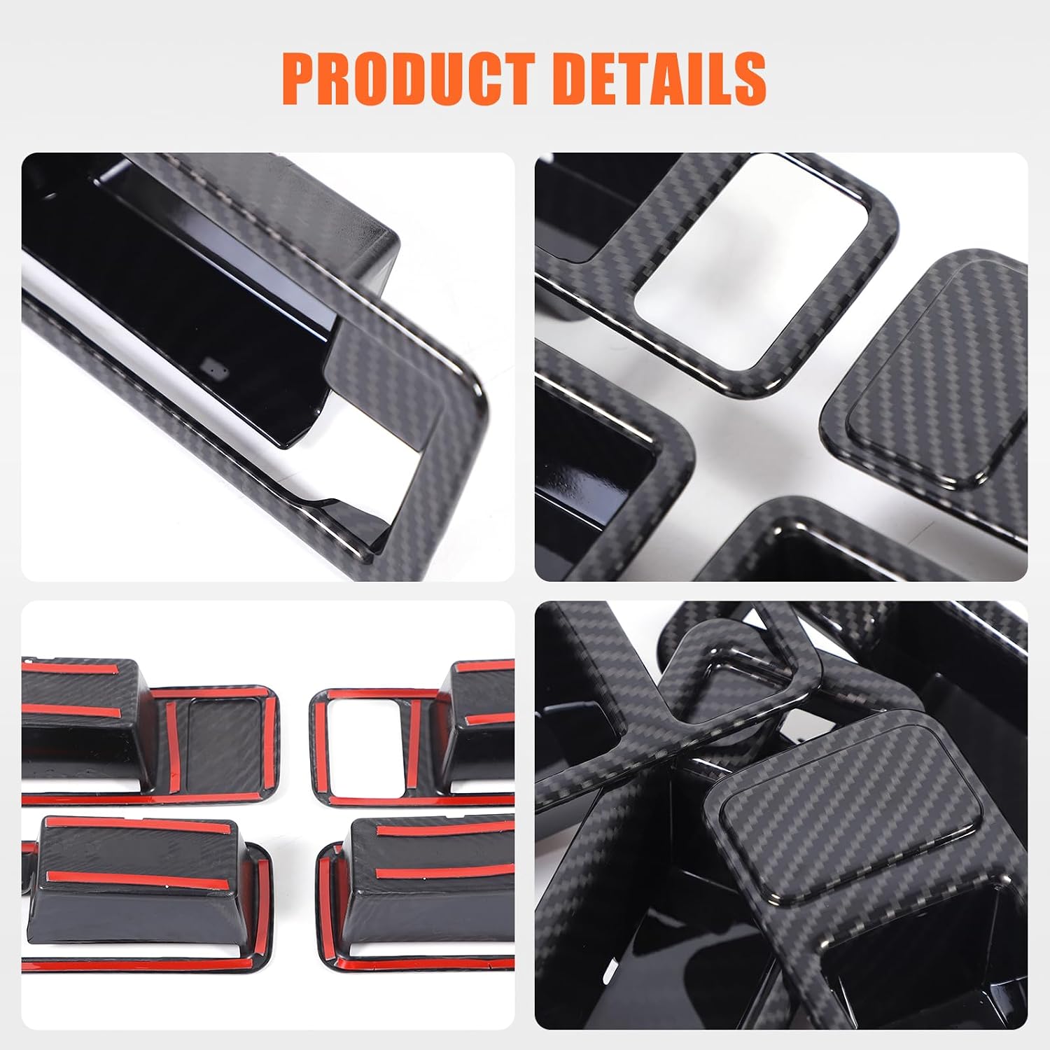 Inner Door Handle Bowl Frame Compatible with INEOS Grenadier 2020-2024 Door Inner Grab Handle Trim ABS Interior Decorative Cover Trim Sticker (Carbon Fiber)