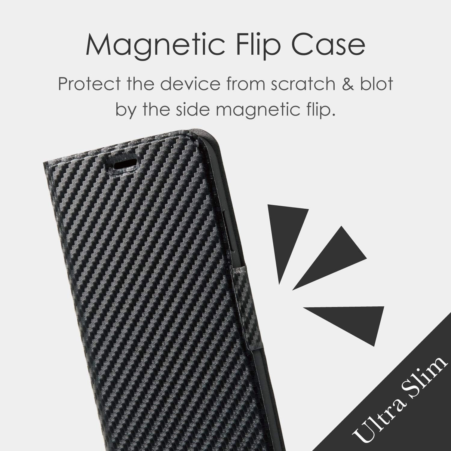 ELECOM Smartphone PU Leather Flip Case Slim and Magnetic Type/Compatible with iPhone 11/Carbon Black/PM-A19CPLFUCB