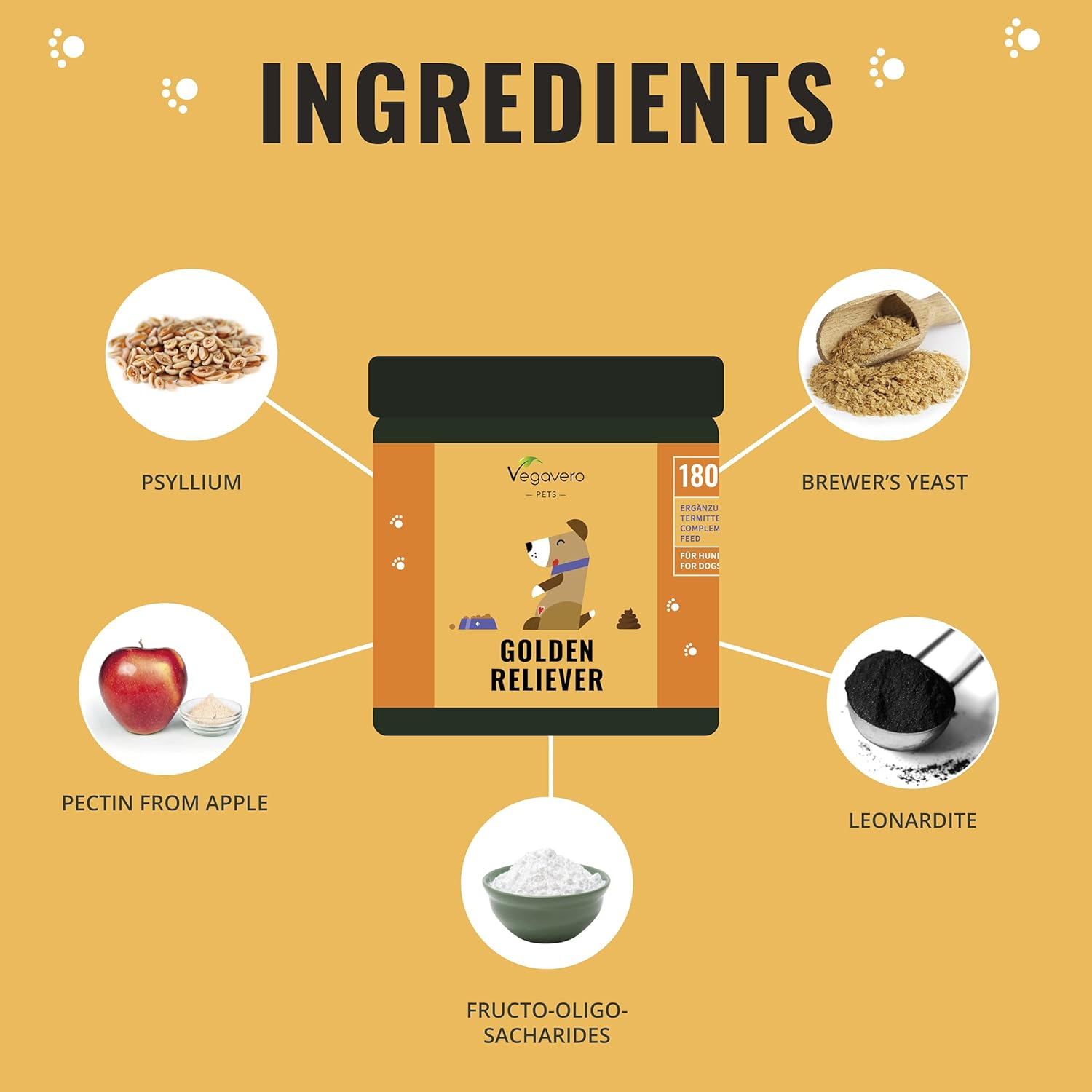 Golden Reliever Vegavero® Digestive Supplement For Dogs 180g of