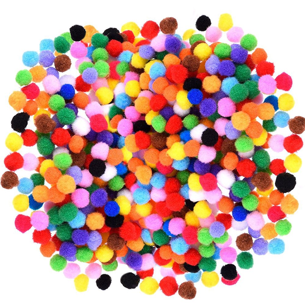 Caydo 1200 Pieces 1cm Assorted Pom Poms, Small Pompom Balls for DIY Creative Crafts Decorations