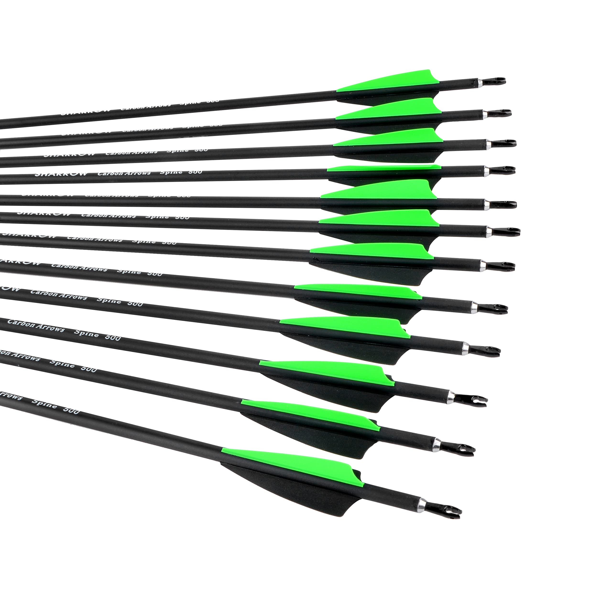 12pcs 30 Pollici Frecce in Carbonio 500 Spine Frecce da Caccia con Punte Sostituibili per Arco Ricurvo Arco Composto Bersaglio Pratica tiro all'aperto