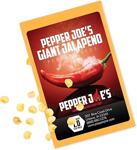Pepper Joe's Semillas de pimiento jalapeño gigante, paquete de más de 50 semillas exclusivas de pimiento picante, cultivadas en Estados Unidos,