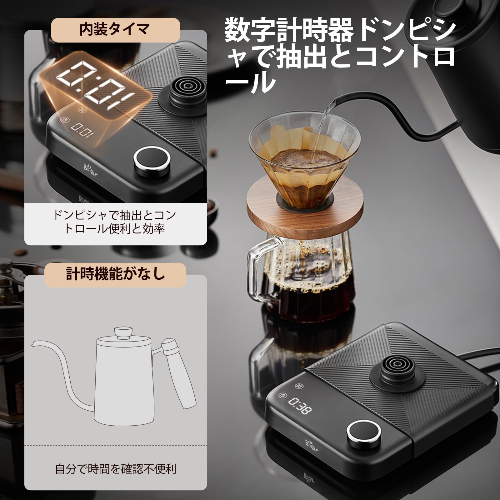 Amazon | Bearケトル コーヒーケトル1200wLED感応電子スクリーン16