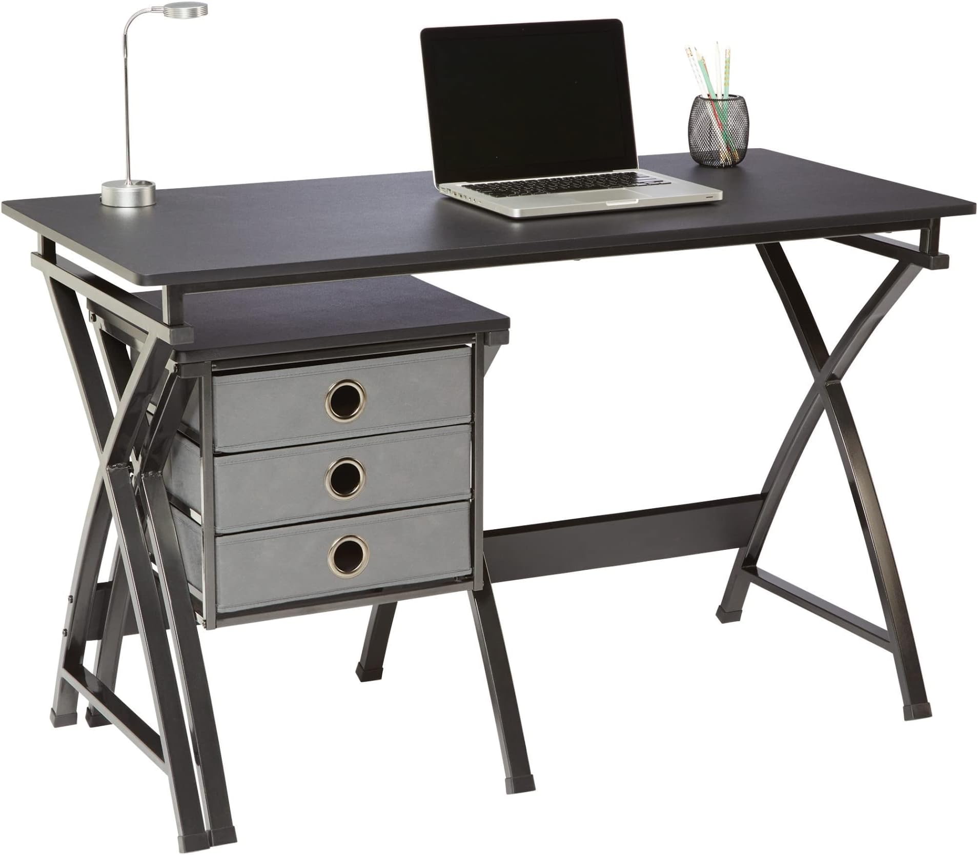 Realspace® X-Cross 48"W Computer Desk With File Cabinet, Black