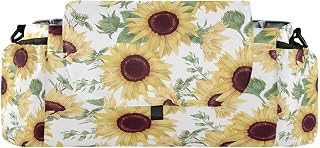 CUPADA Natural Spring Sunflowers Universal Stroller Organizer with Cup Holders, Vintage Florals Stroller Organizer Bag and Removable Shoulder Strap Fits Most Baby and Pet Strollers