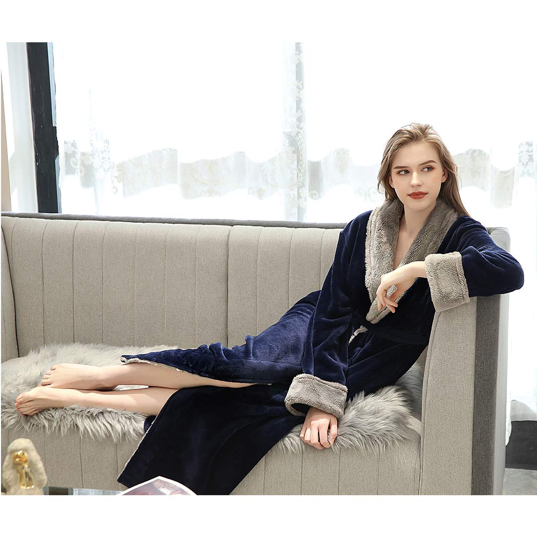 Vestaglia Lunga Donna in Pile con Cintura, Accappatoio da Donna in Morbido Pile, Spugna Pigiama Flanella Invernale per Casa Spa Hotel