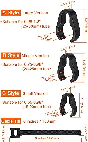 Miniatura 8 de Pinzas para cable de soporte de micrófono, abrazadera de plástico para poste de pluma, varios tamaños con bridas (32 unidades)