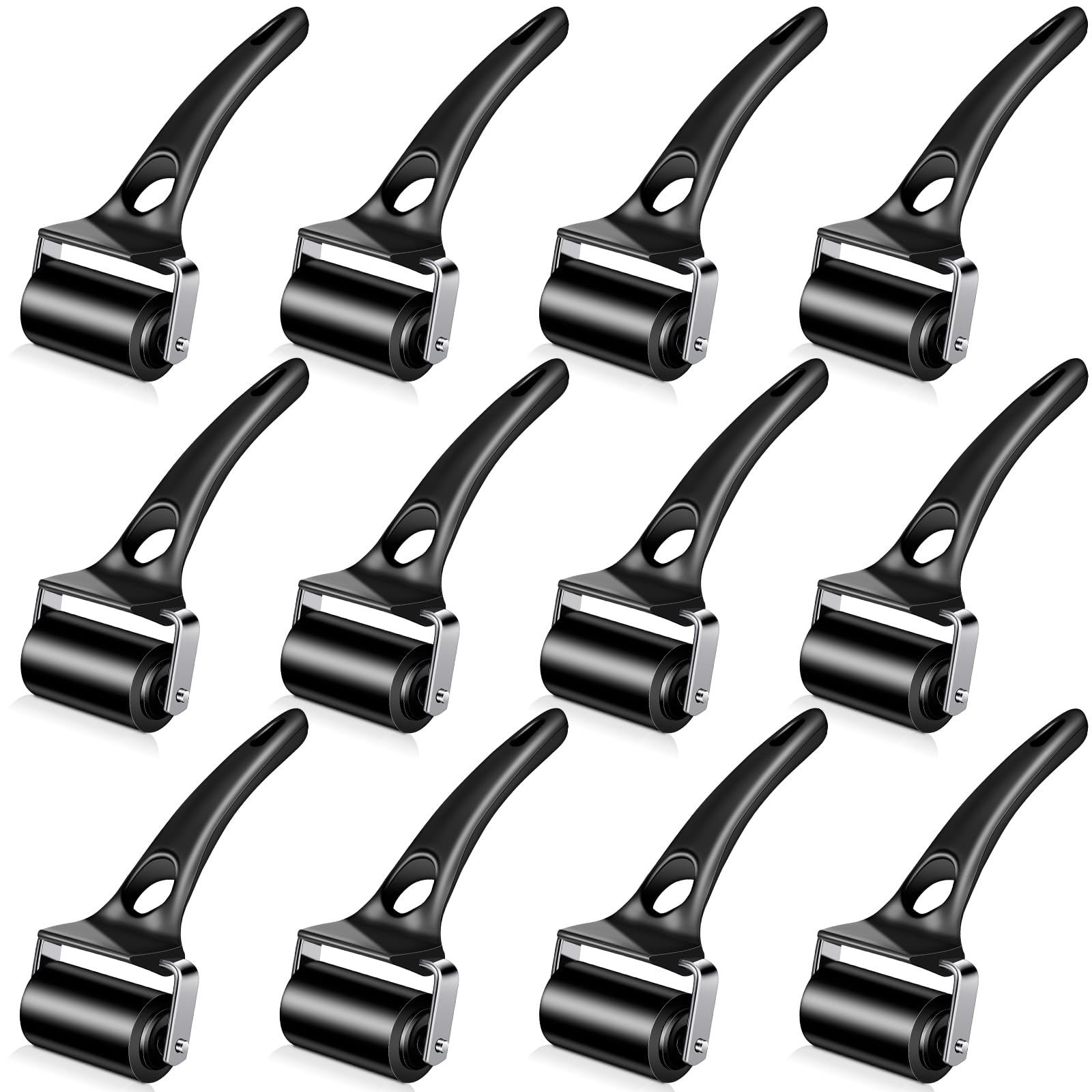 Frienda 12 rodillos de goma de 5 cm, herramienta de rodillo de tinta negra para impresión, pegado, impresión, bloque de tinta, papel, manualidades, papel pintado, estampado, álbumes de recortes