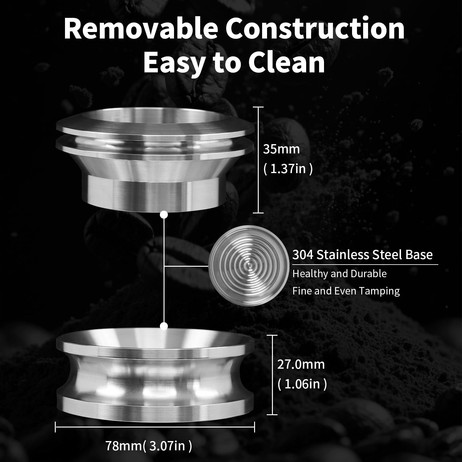 Compactador de Café para Moka de 4 a 6 Tazas, Conjunto de Embudo Dosificador de Espresso de Acero Inoxidable 304, Nivelador Distribuidor de Café Compatible con Moka Italiana