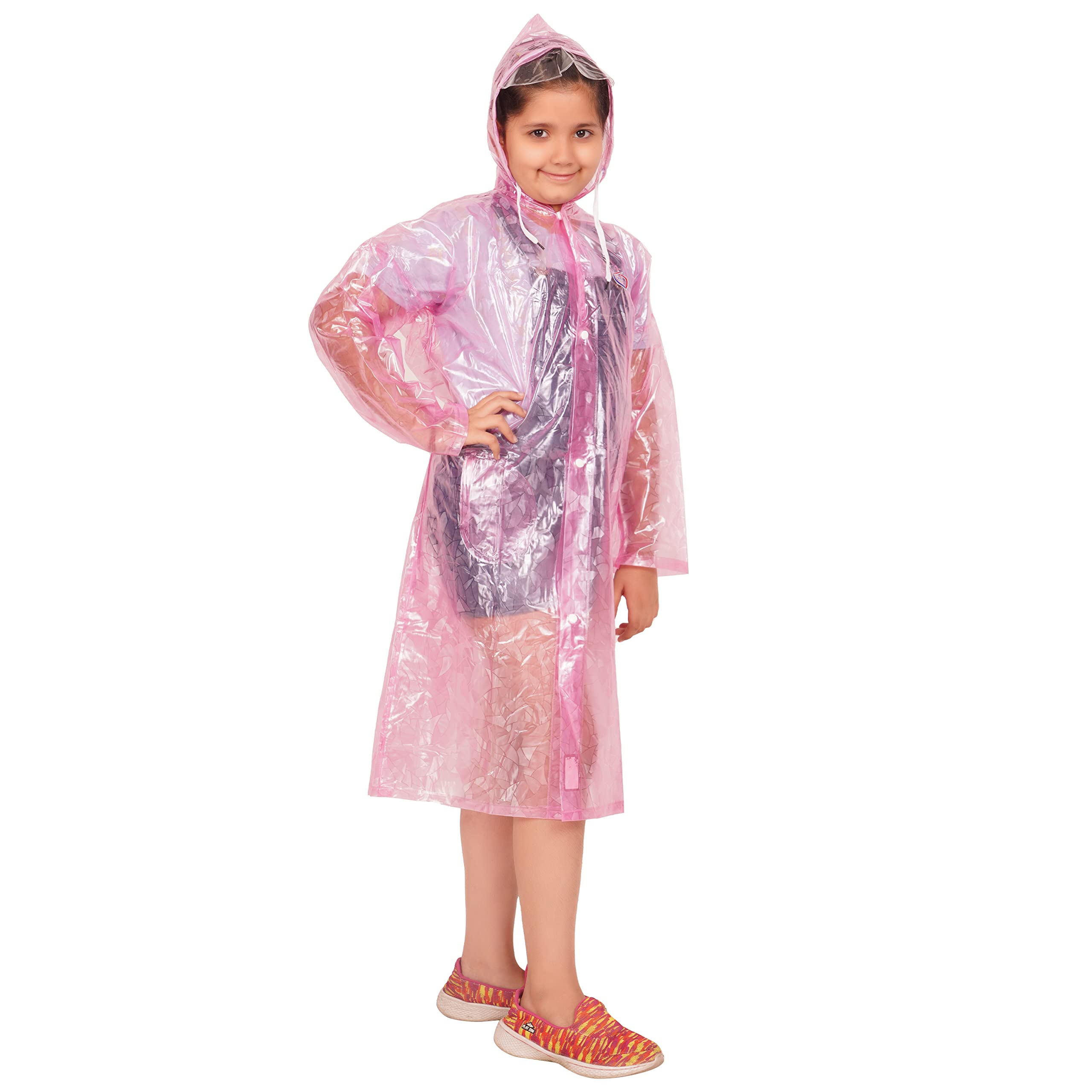 KETKAR Boys & Girls Polyester Raincoat Long Coat For School Cool New Print_Pack Of 01(Pink,3-4 Years) 1