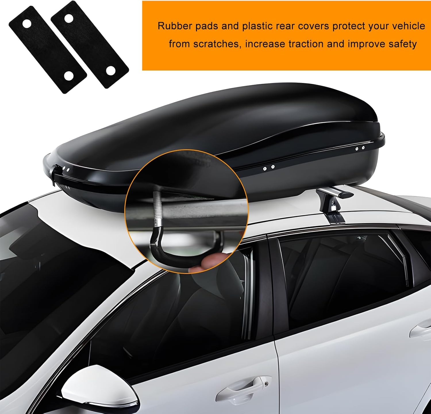 4 PCS Roof Box U-Bolt Clamps, 85mm Internal Width Rack Clamp Cargo Carrier Bracket with Lock Nuts, Universal Iron U Clip Mounting Bracket for Securing Roof Cargo Box