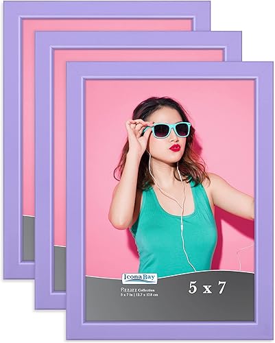 Miniatura 15 de Icona Bay Marcos de fotos de 11 x 14 pulgadas (morado, paquete de 3), marcos de madera maciza estilo escandinavo para fotos, colección Pizzazz
